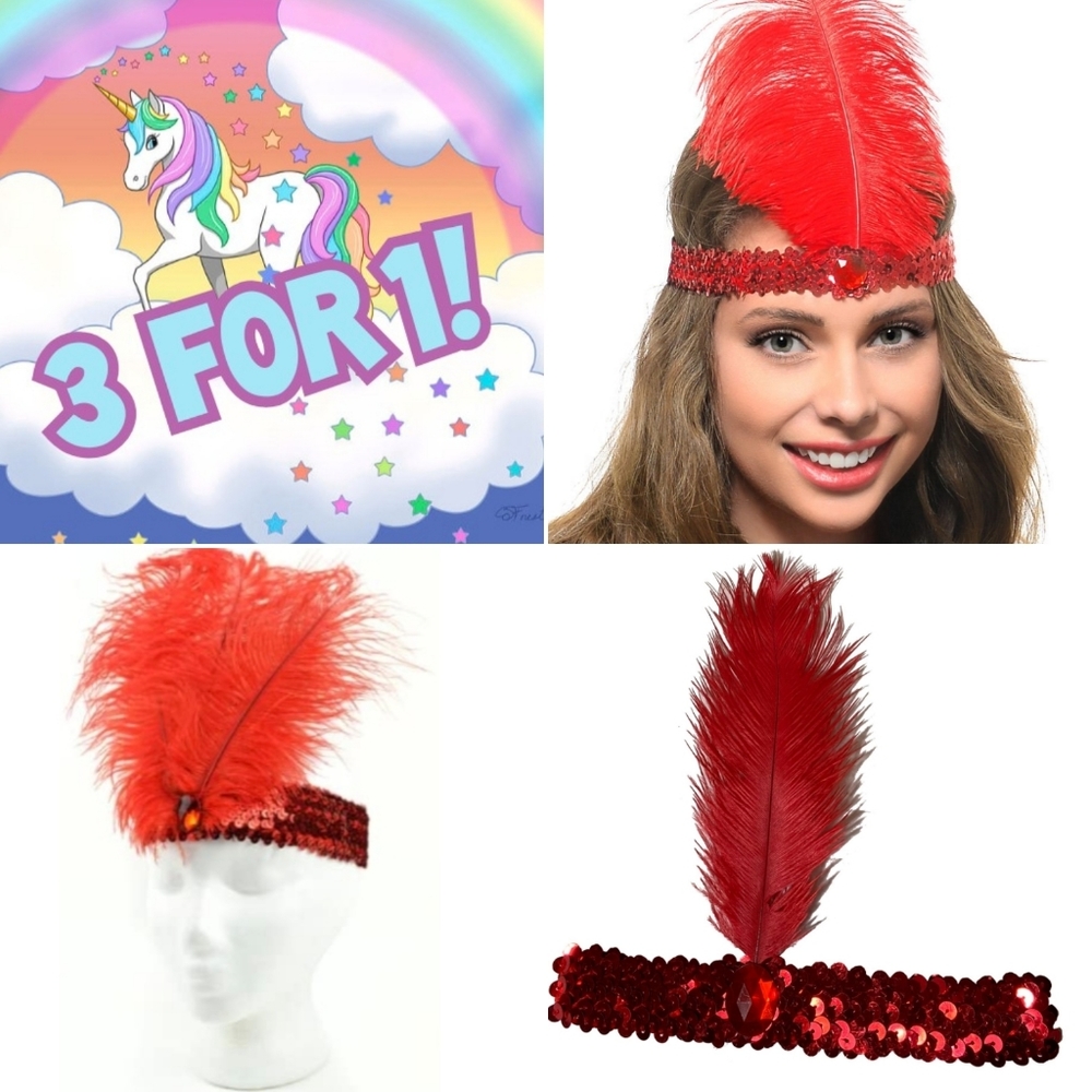 3 🪶 Red Feather Headband